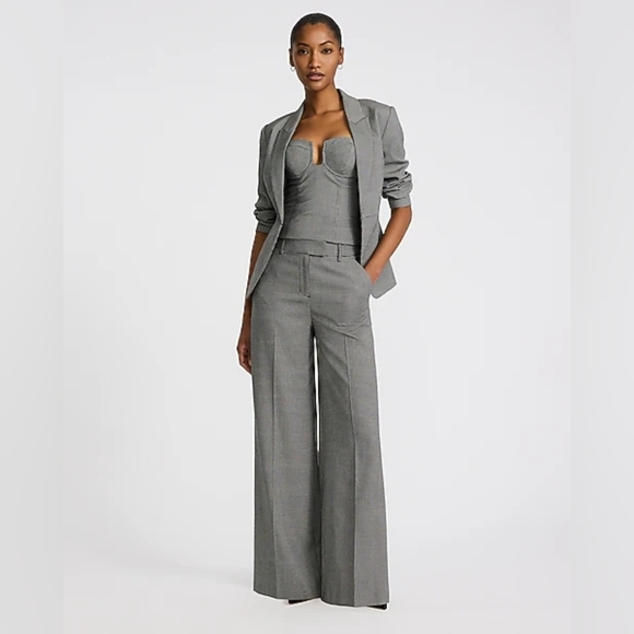 NWT Express Editor Mid Rise Houndstooth Wide Leg Pant - Picture 9 of 9